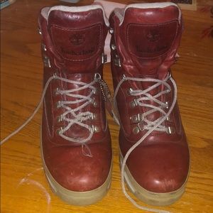 Red Timberland boots